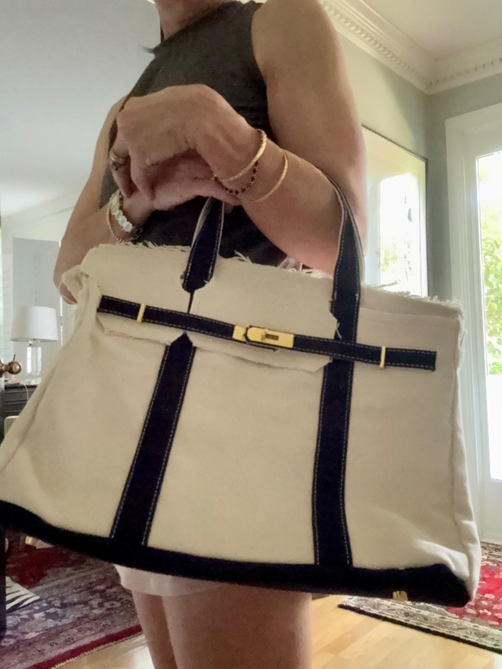 Navy blue trim Boatkin canvas bag